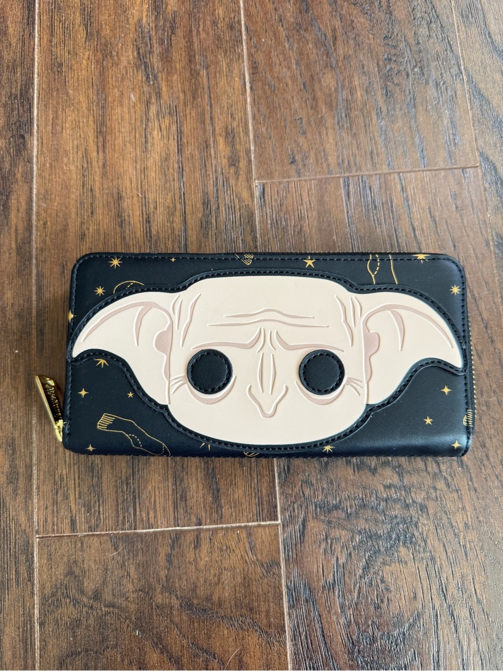Loungefly Black Wallet with Beige Dobby Face Applique